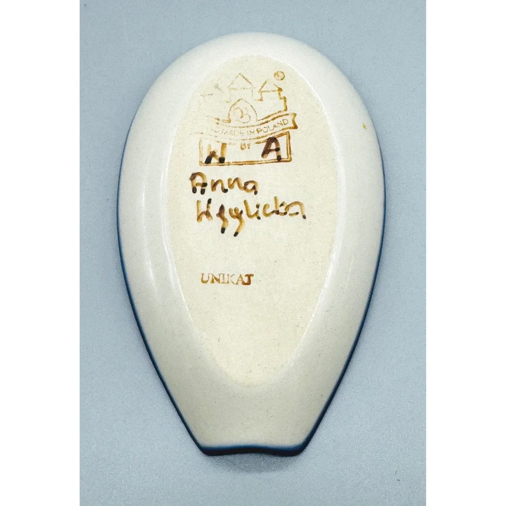 Unikat Boleslawiec Spoon Rest Blue White Ceramic Anna Wyglicka Polish Pottery